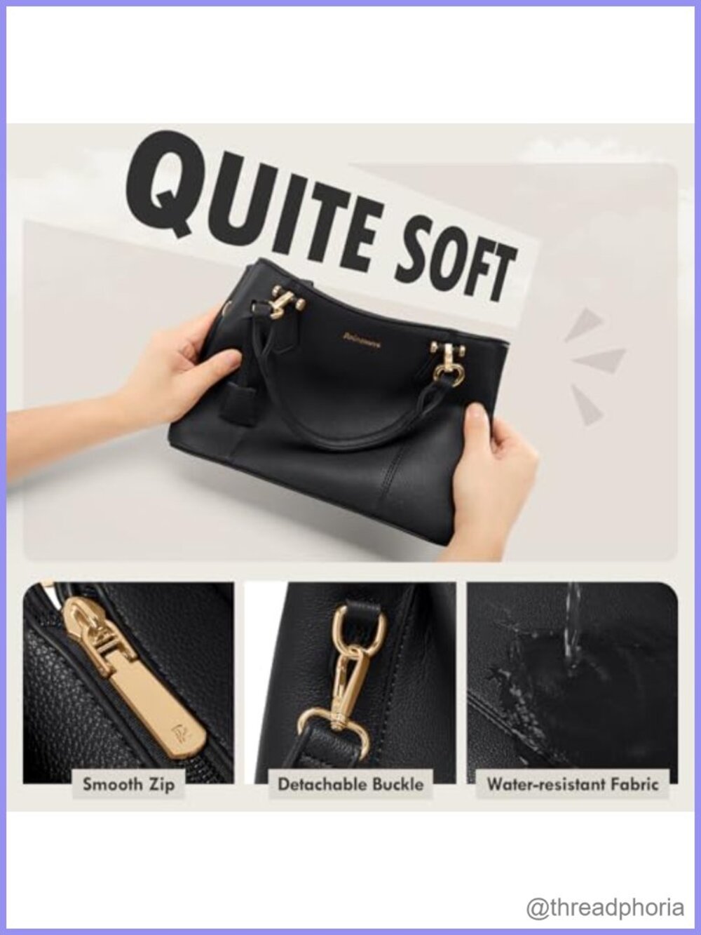 Waterproof PU Leather Satchel Top-Handle Handbag Anti-Theft Crossbody Purse - Picture 4 of 6